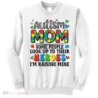 Autism Mom Raising Hero Groovy Autism Awareness   Sweatshirt thumb 0