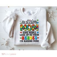 Autism Mom Raising Hero Groovy Autism Awareness   Sweatshirt thumb 2