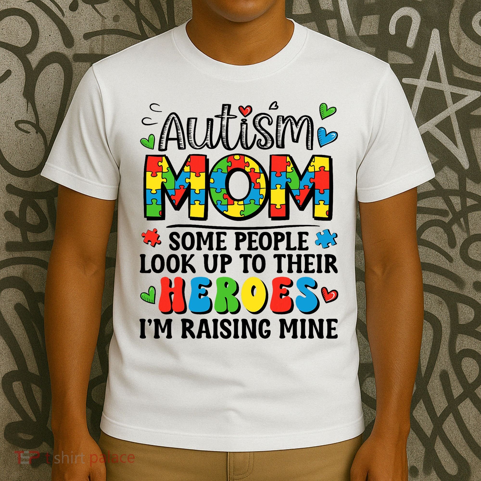 Autism Mom Raising Hero Groovy Autism Awareness   T-Shirt