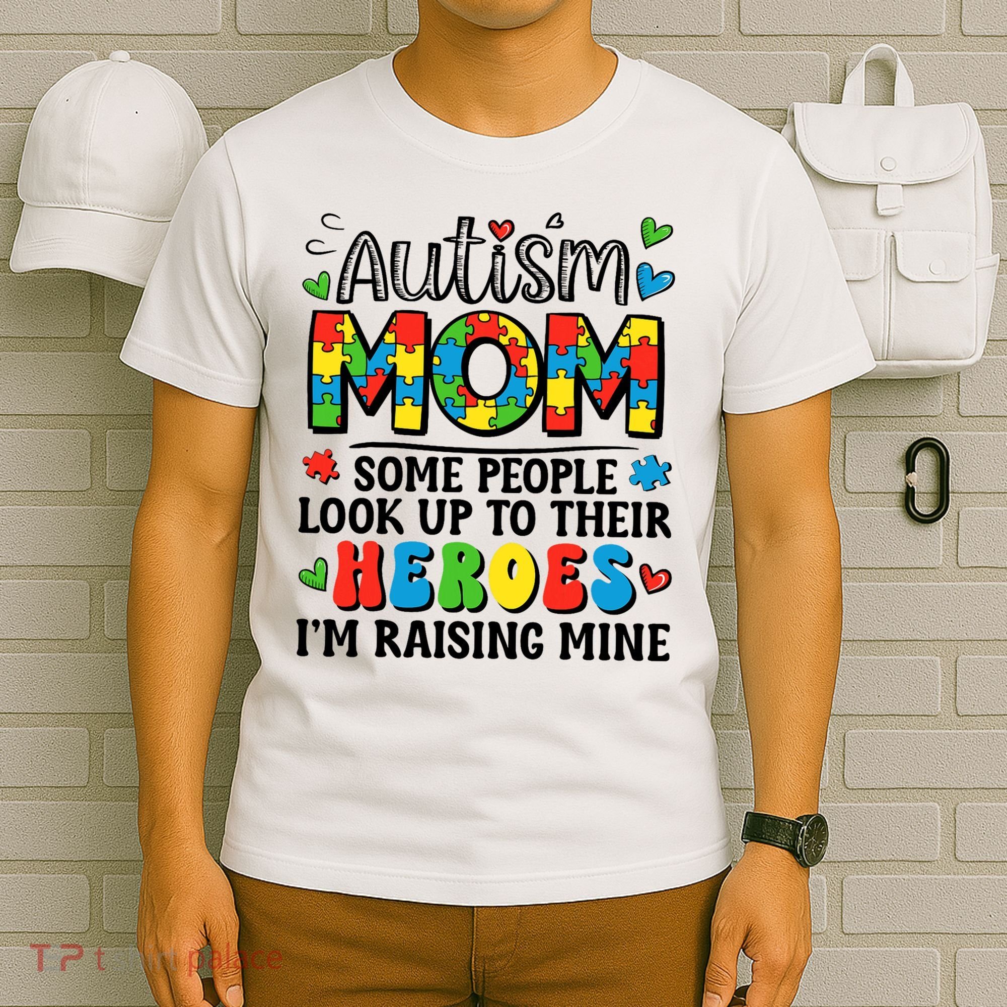 Autism Mom Raising Hero Groovy Autism Awareness   T-Shirt