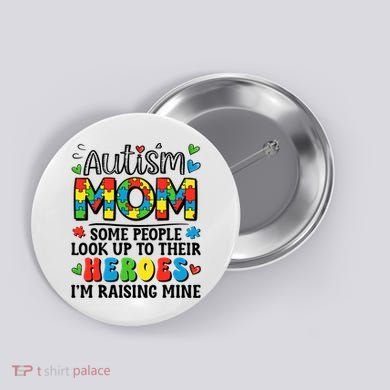 Autism Mom Raising Hero Groovy Autism Awareness   Button