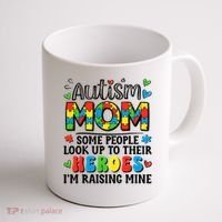 Autism Mom Raising Hero Groovy Autism Awareness   Coffee Mug thumb 1
