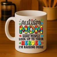 Autism Mom Raising Hero Groovy Autism Awareness   Coffee Mug thumb 4