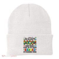 Autism Mom Raising Hero Groovy Autism Awareness   Beanie thumb 0