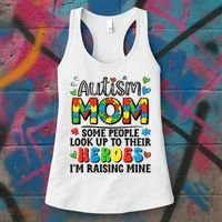 Autism Mom Raising Hero Groovy Autism Awareness   Women's Tank Top thumb 3