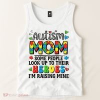 Autism Mom Raising Hero Groovy Autism Awareness   Tank Top thumb 2