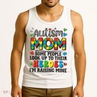 Autism Mom Raising Hero Groovy Autism Awareness   Tank Top thumb 3