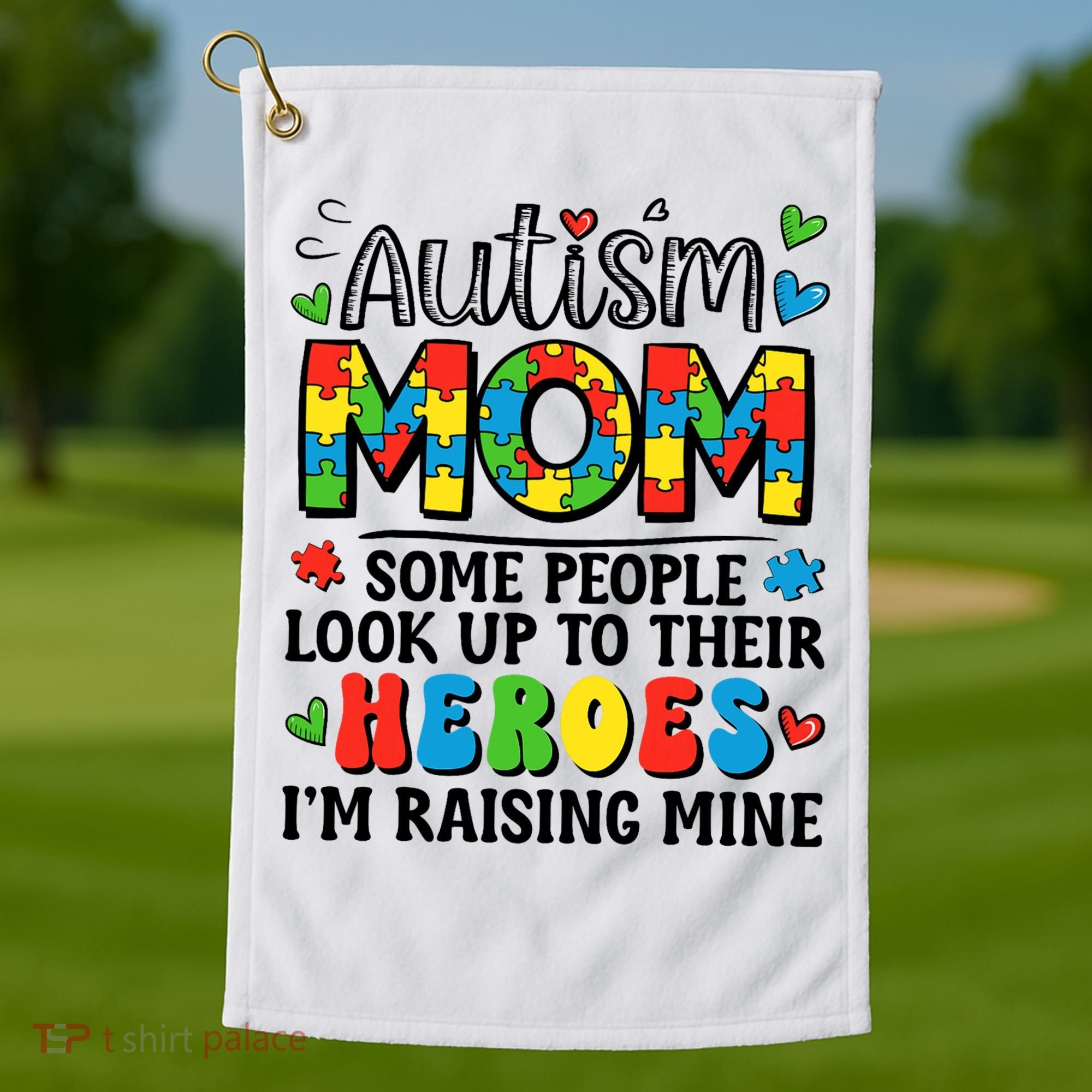 Autism Mom Raising Hero Groovy Autism Awareness   Golf Towel