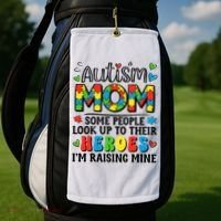 Autism Mom Raising Hero Groovy Autism Awareness   Golf Towel thumb 2