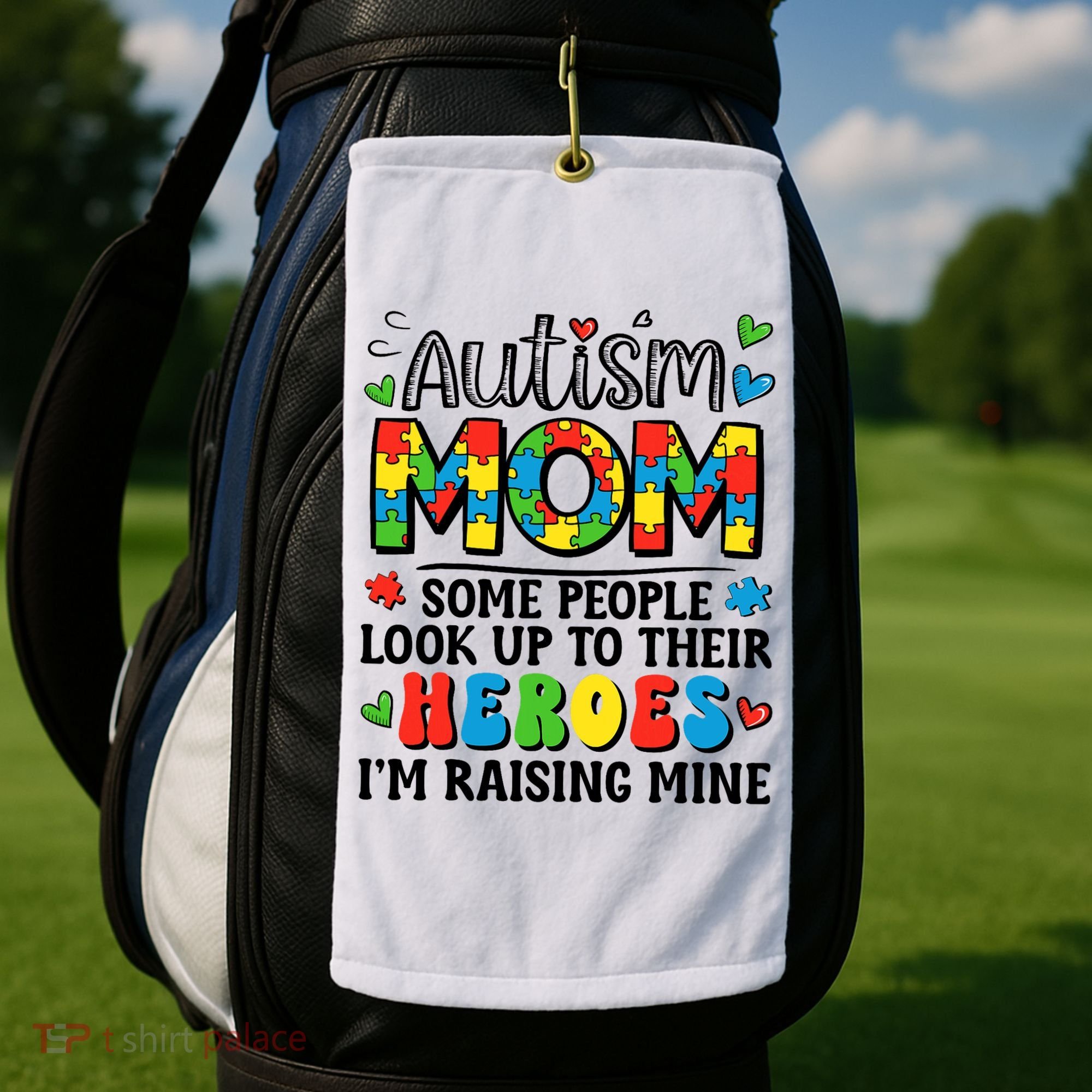 Autism Mom Raising Hero Groovy Autism Awareness   Golf Towel