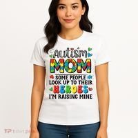 Autism Mom Raising Hero Groovy Autism Awareness   Women's T-Shirt thumb 4