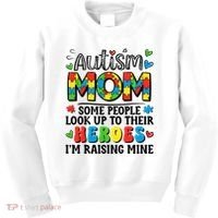 Autism Mom Raising Hero Groovy Autism Awareness   Kids Sweatshirt thumb 0