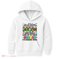 Autism Mom Raising Hero Groovy Autism Awareness   Kids Hoodie thumb 0