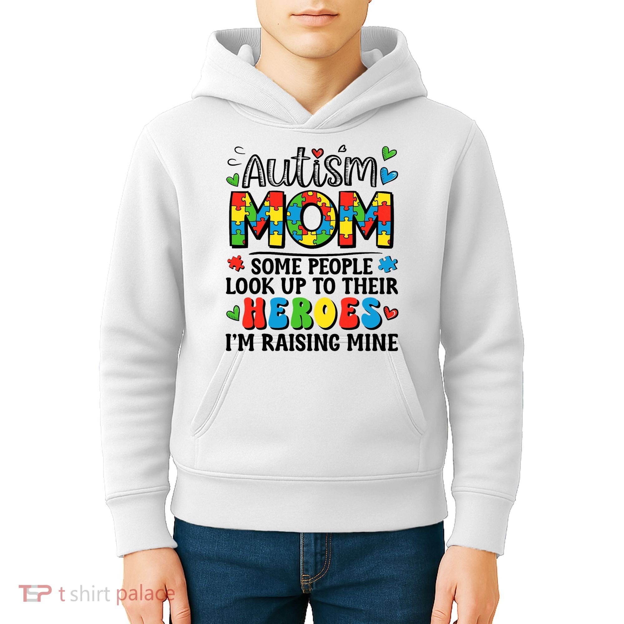 Autism Mom Raising Hero Groovy Autism Awareness   Kids Hoodie