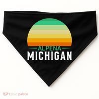 Alpena Michigan Retro Sunset USA-Made Doggie Bandana thumb 0