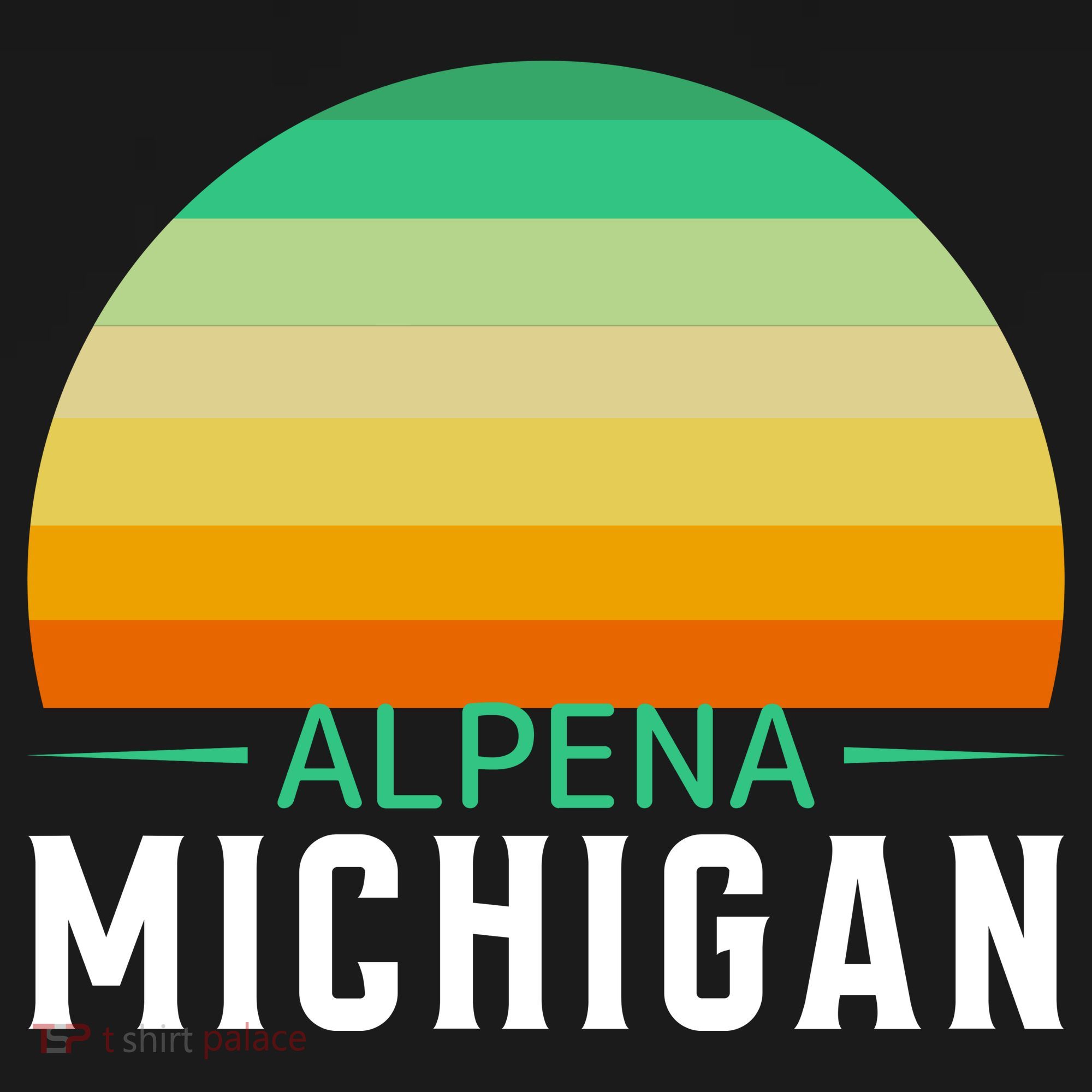 Alpena Michigan Retro Sunset USA-Made Doggie Bandana