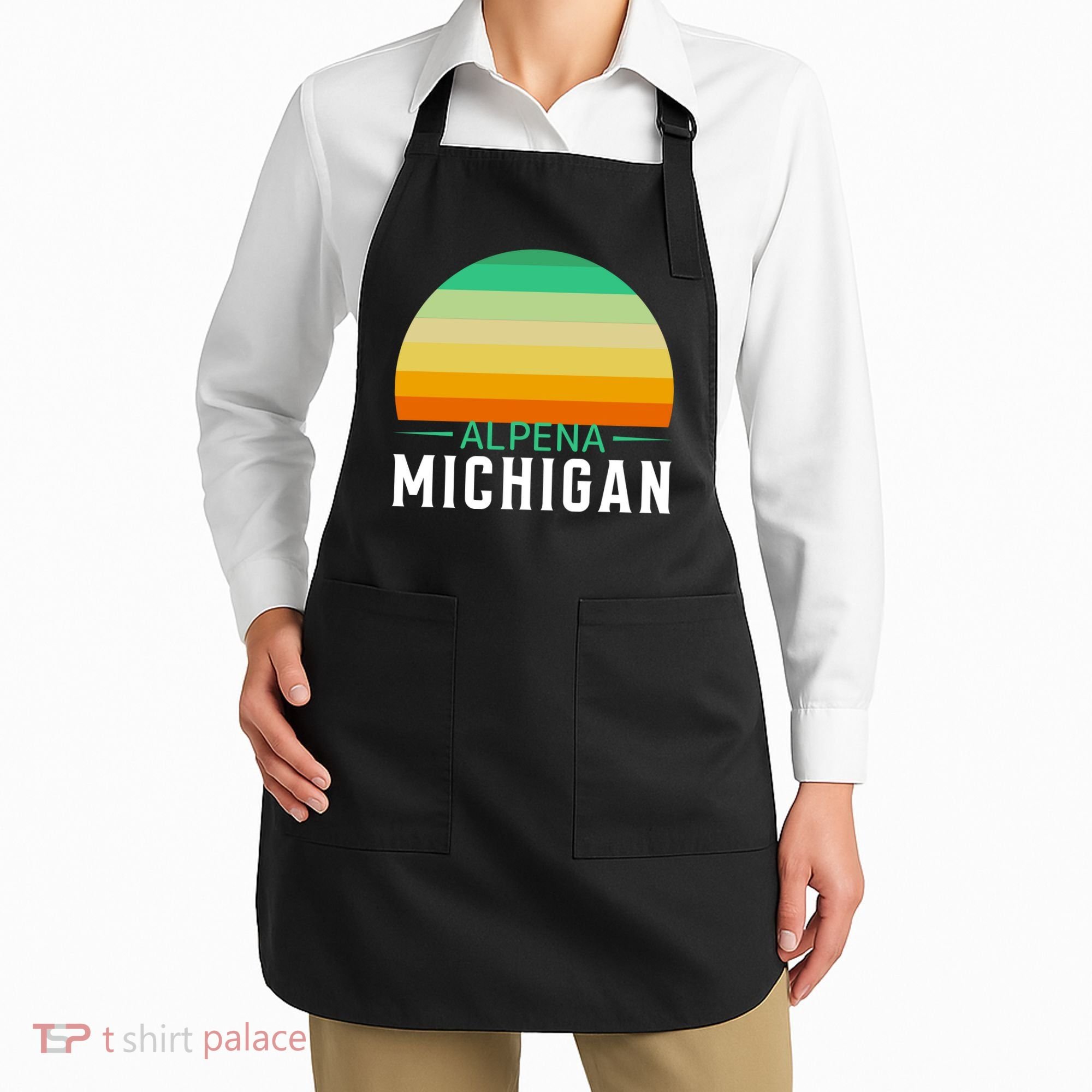 Alpena Michigan Retro Sunset Apron