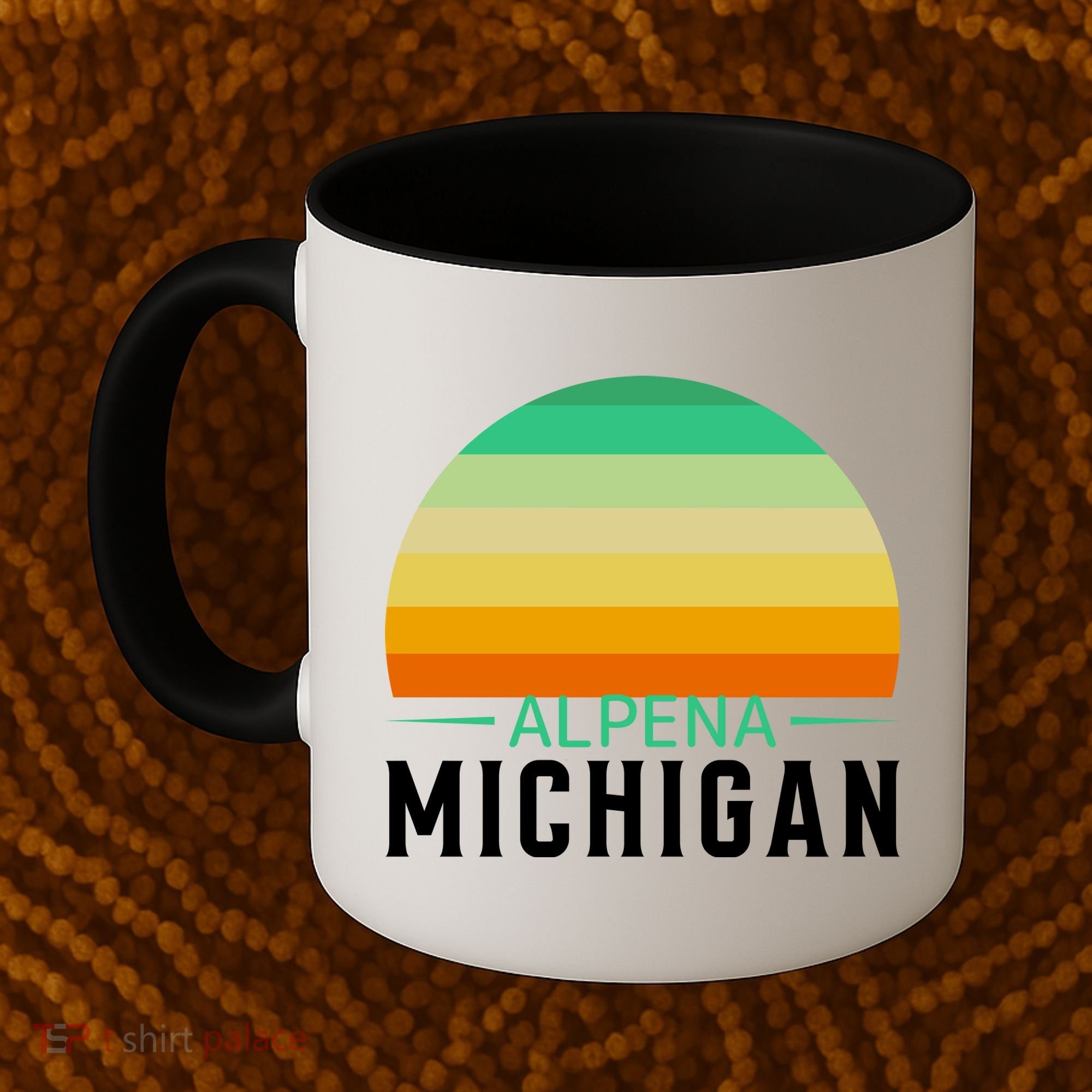 Alpena Michigan Retro Sunset Coffee Mug