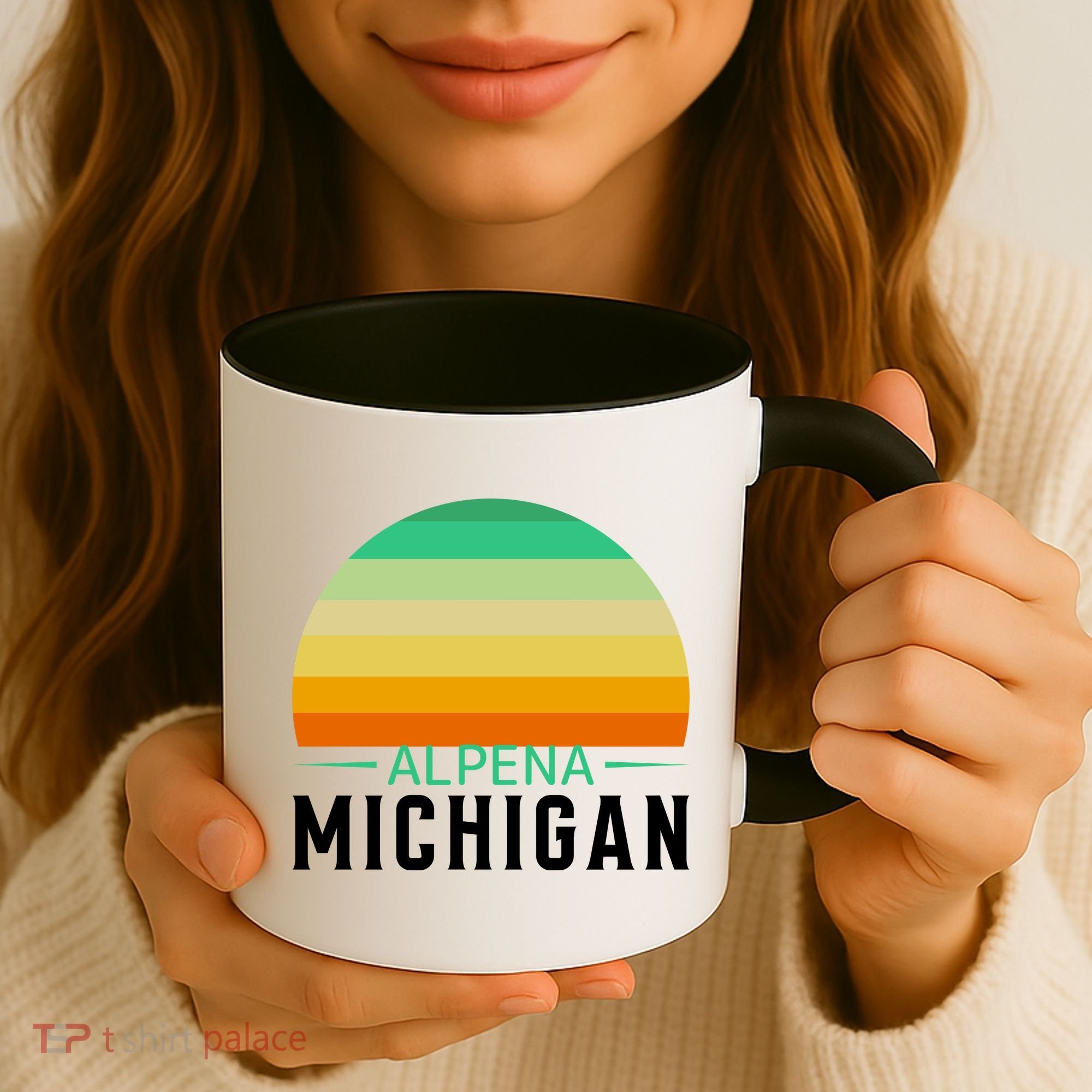 Alpena Michigan Retro Sunset Coffee Mug