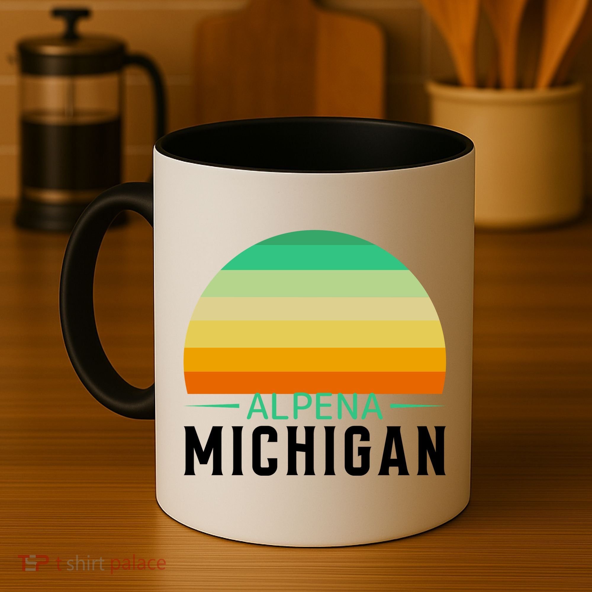 Alpena Michigan Retro Sunset Coffee Mug
