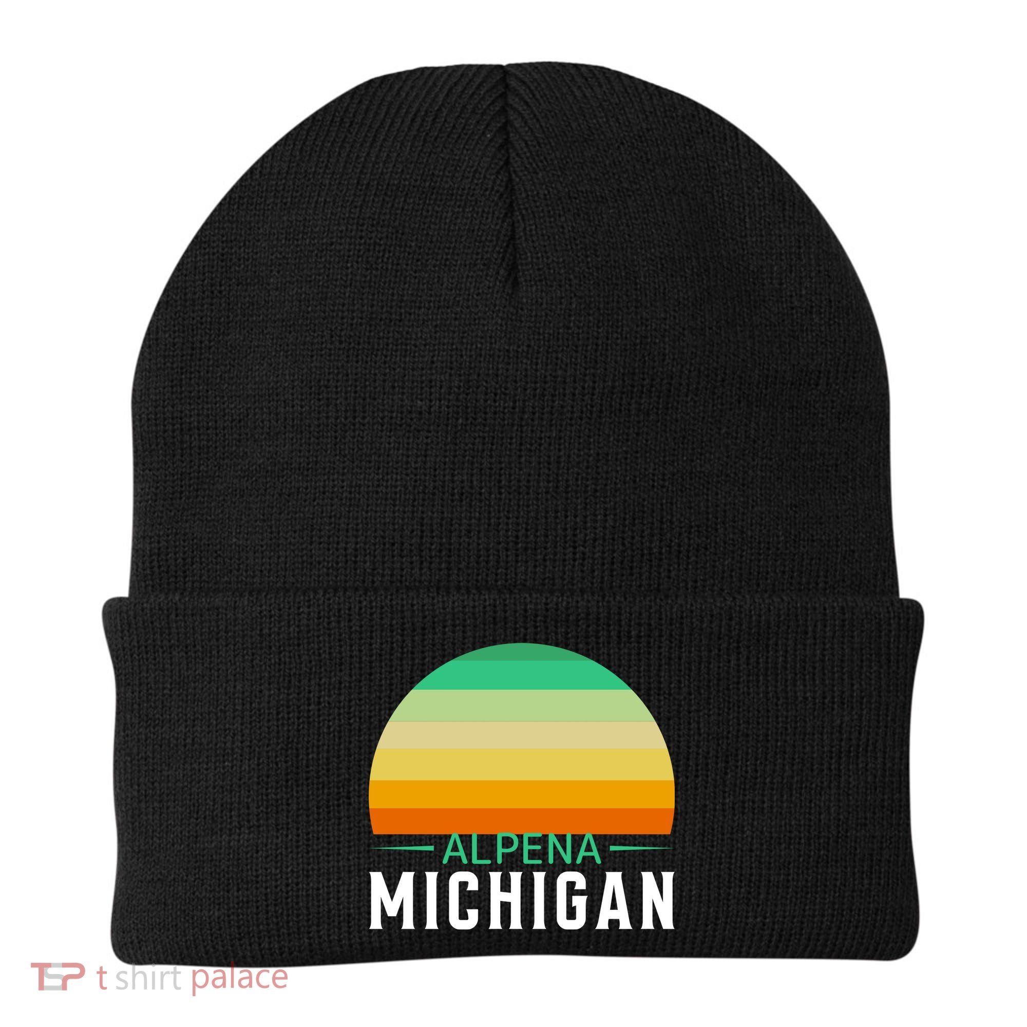 Alpena Michigan Retro Sunset Beanie