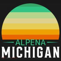 Alpena Michigan Retro Sunset Polo thumb 3