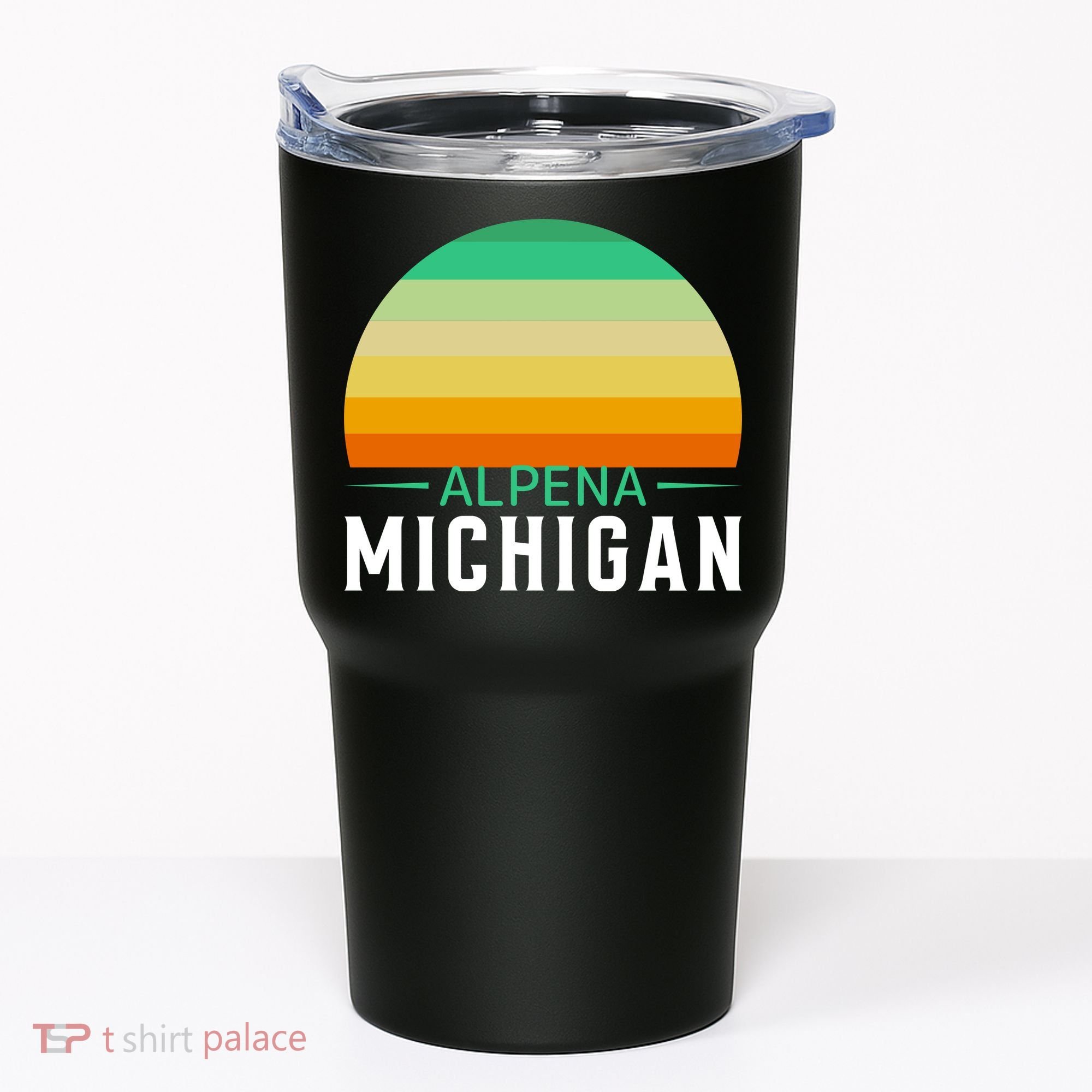 Alpena Michigan Retro Sunset Tumbler