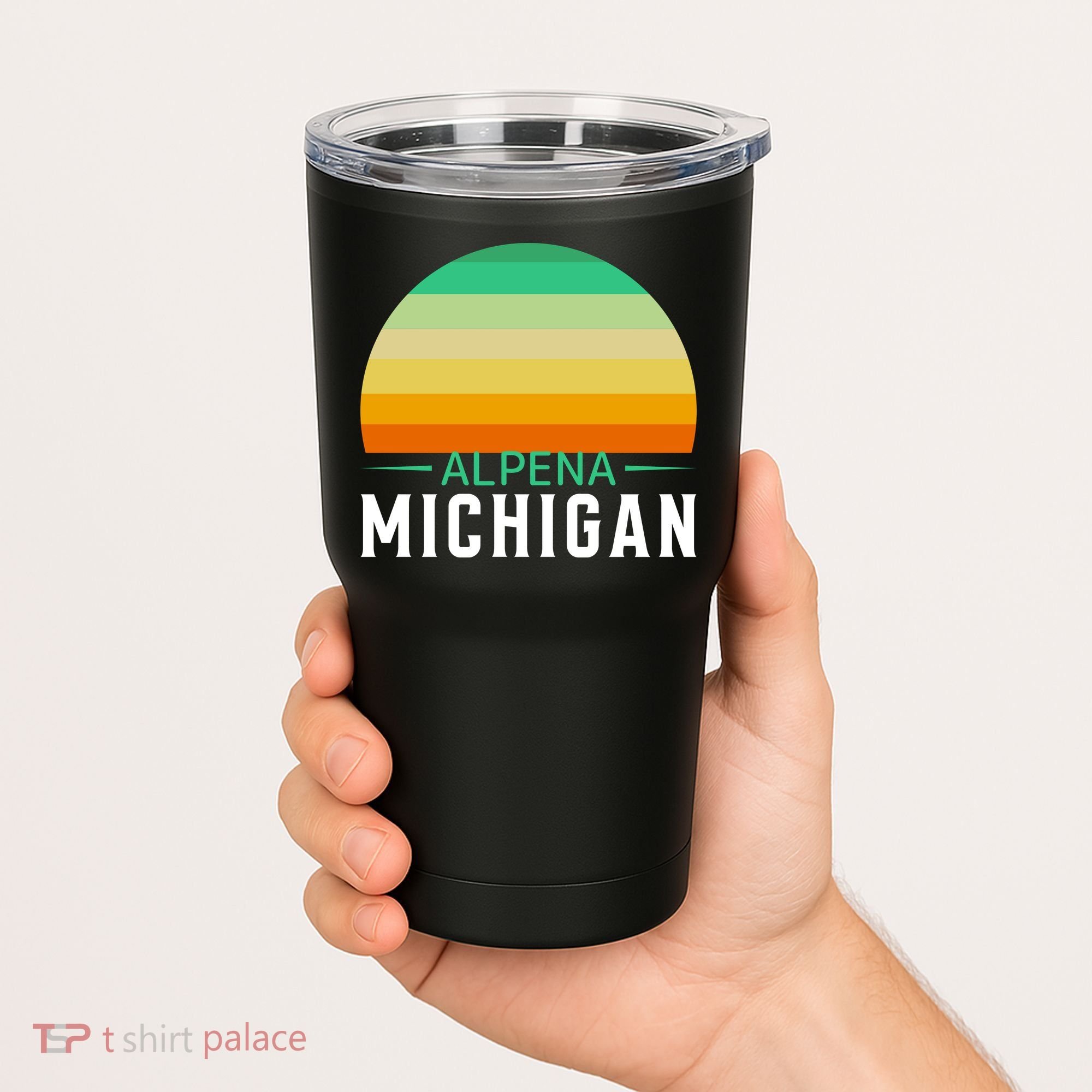Alpena Michigan Retro Sunset Tumbler