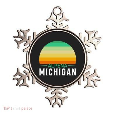 Alpena Michigan Retro Sunset Ornament