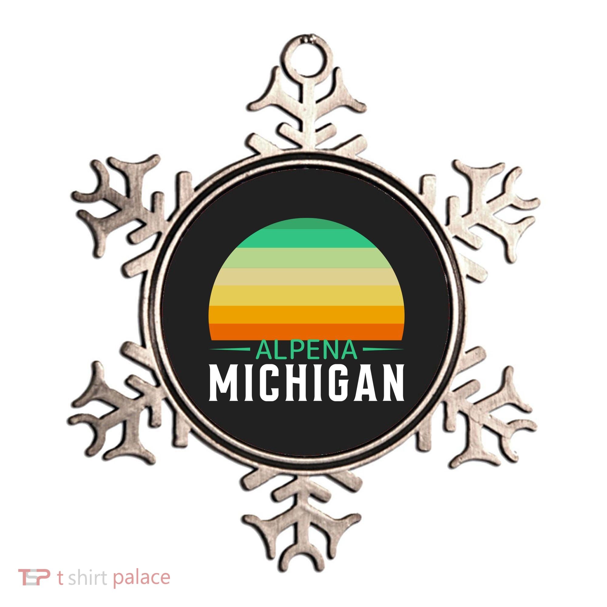 Alpena Michigan Retro Sunset Ornament