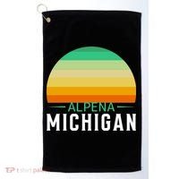 Alpena Michigan Retro Sunset Golf Towel thumb 0