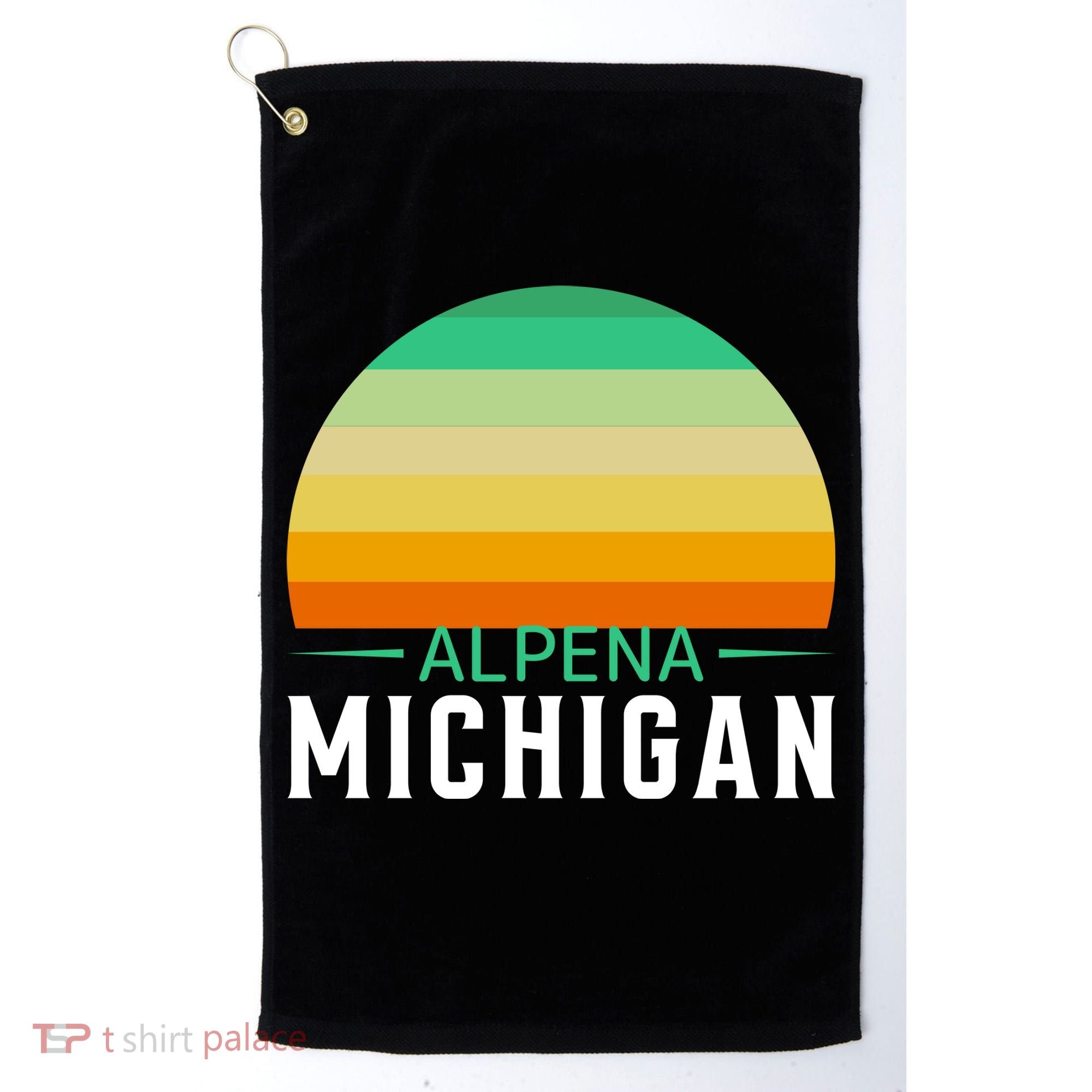 Alpena Michigan Retro Sunset Golf Towel
