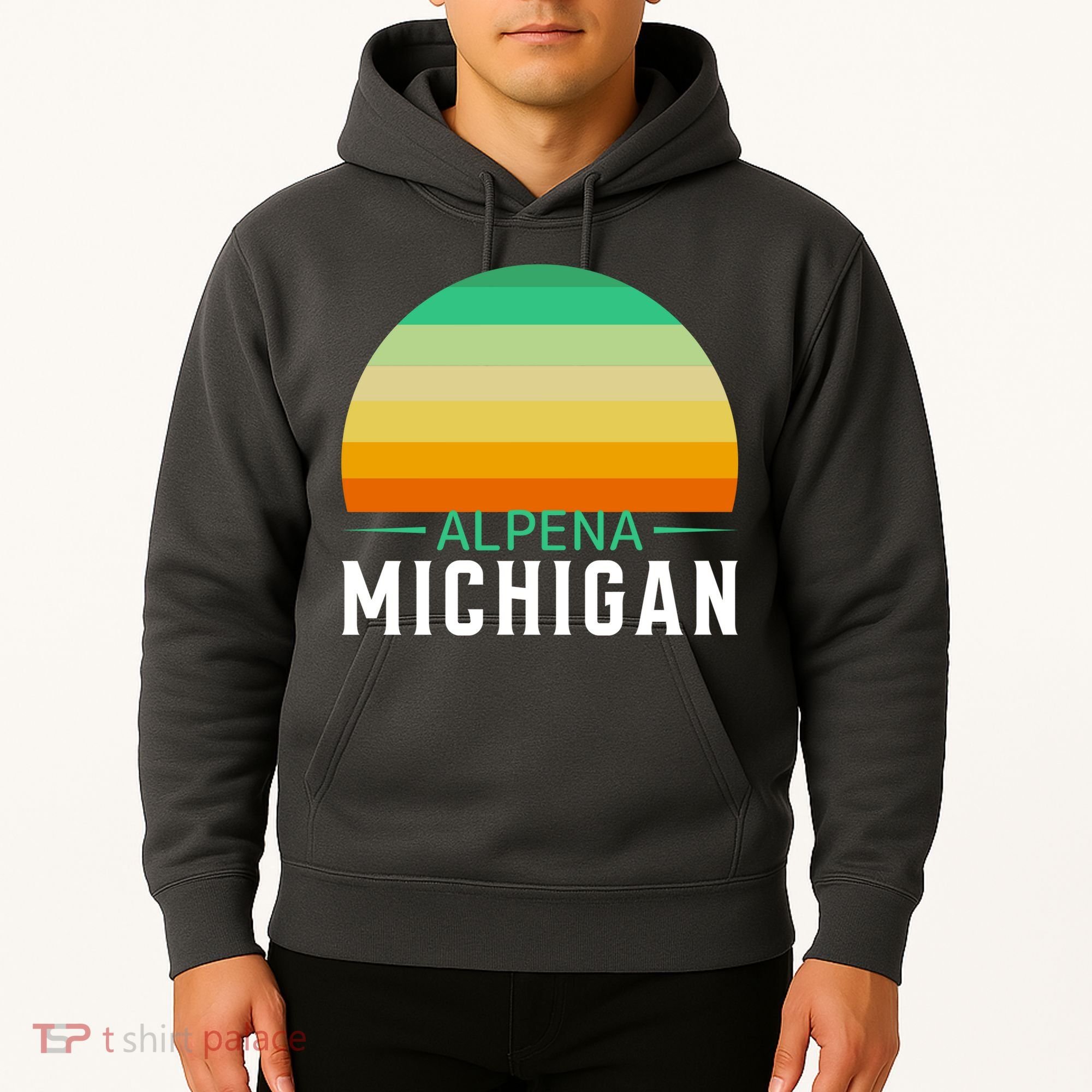 Alpena Michigan Retro Sunset Hoodie