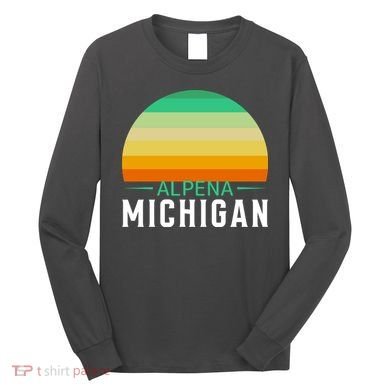 Alpena Michigan Retro Sunset Long Sleeve Shirt