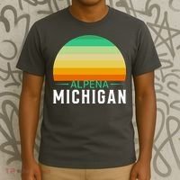 Alpena Michigan Retro Sunset T-Shirt thumb 3