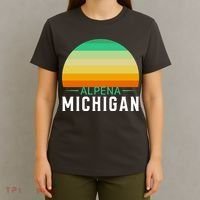 Alpena Michigan Retro Sunset T-Shirt thumb 4