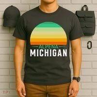 Alpena Michigan Retro Sunset T-Shirt thumb 6