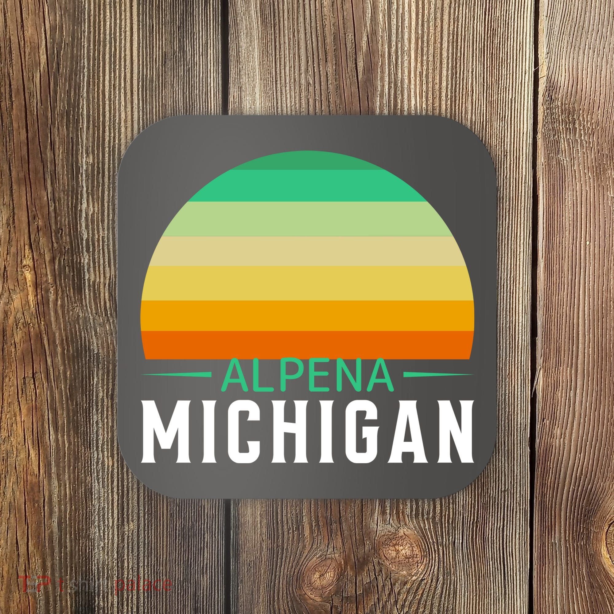 Alpena Michigan Retro Sunset Coaster