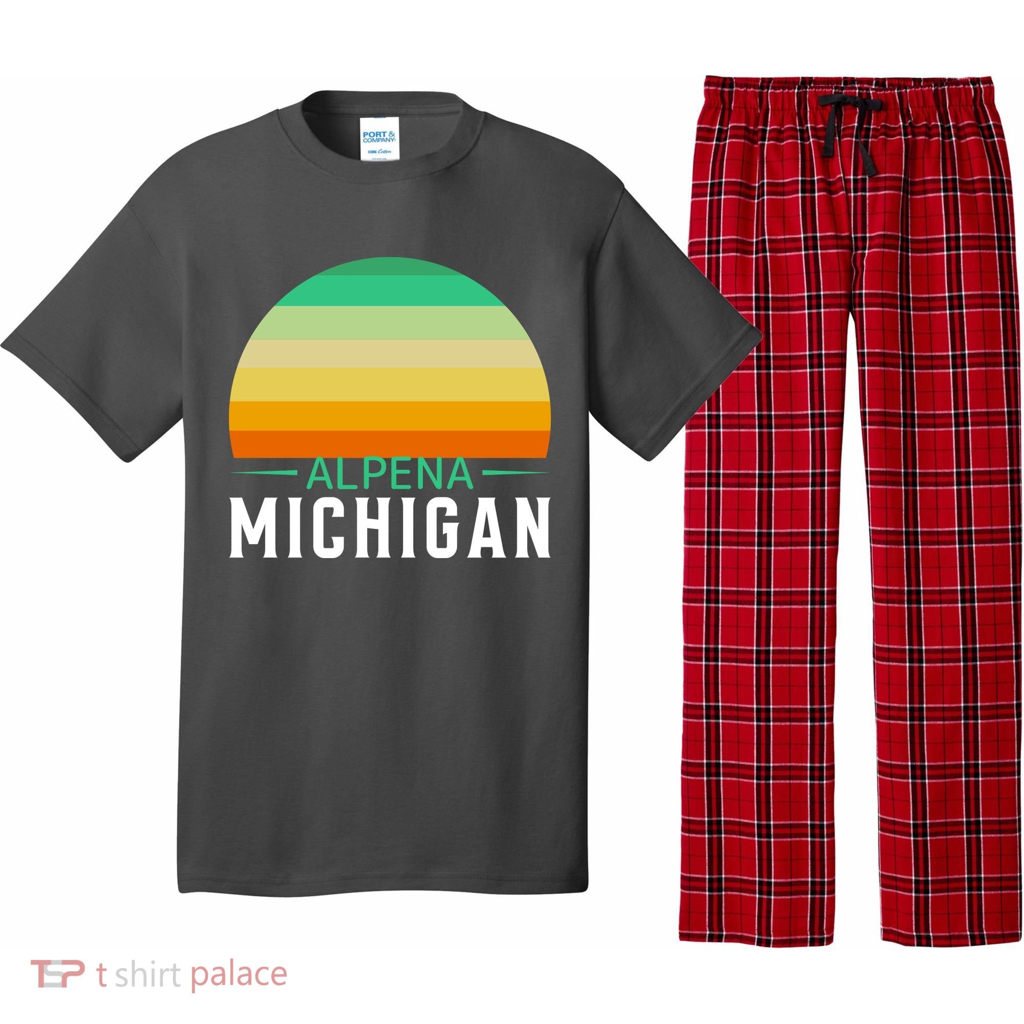 Alpena Michigan Retro Sunset Pajama Set