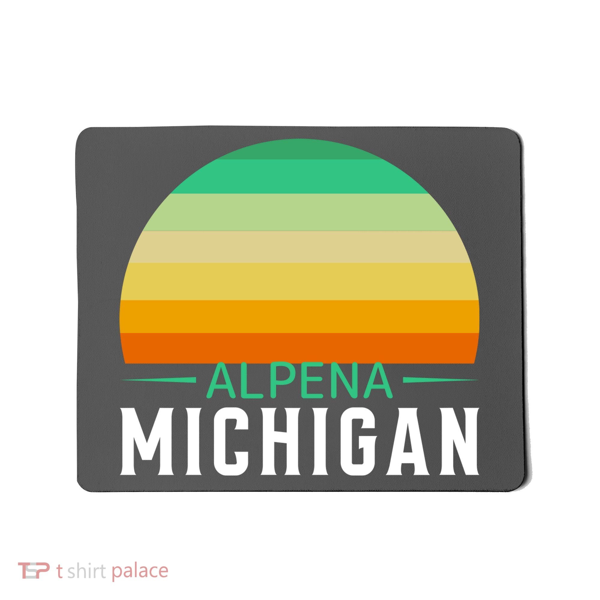 Alpena Michigan Retro Sunset Mousepad