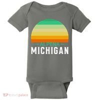 Alpena Michigan Retro Sunset Baby Bodysuit thumb 0