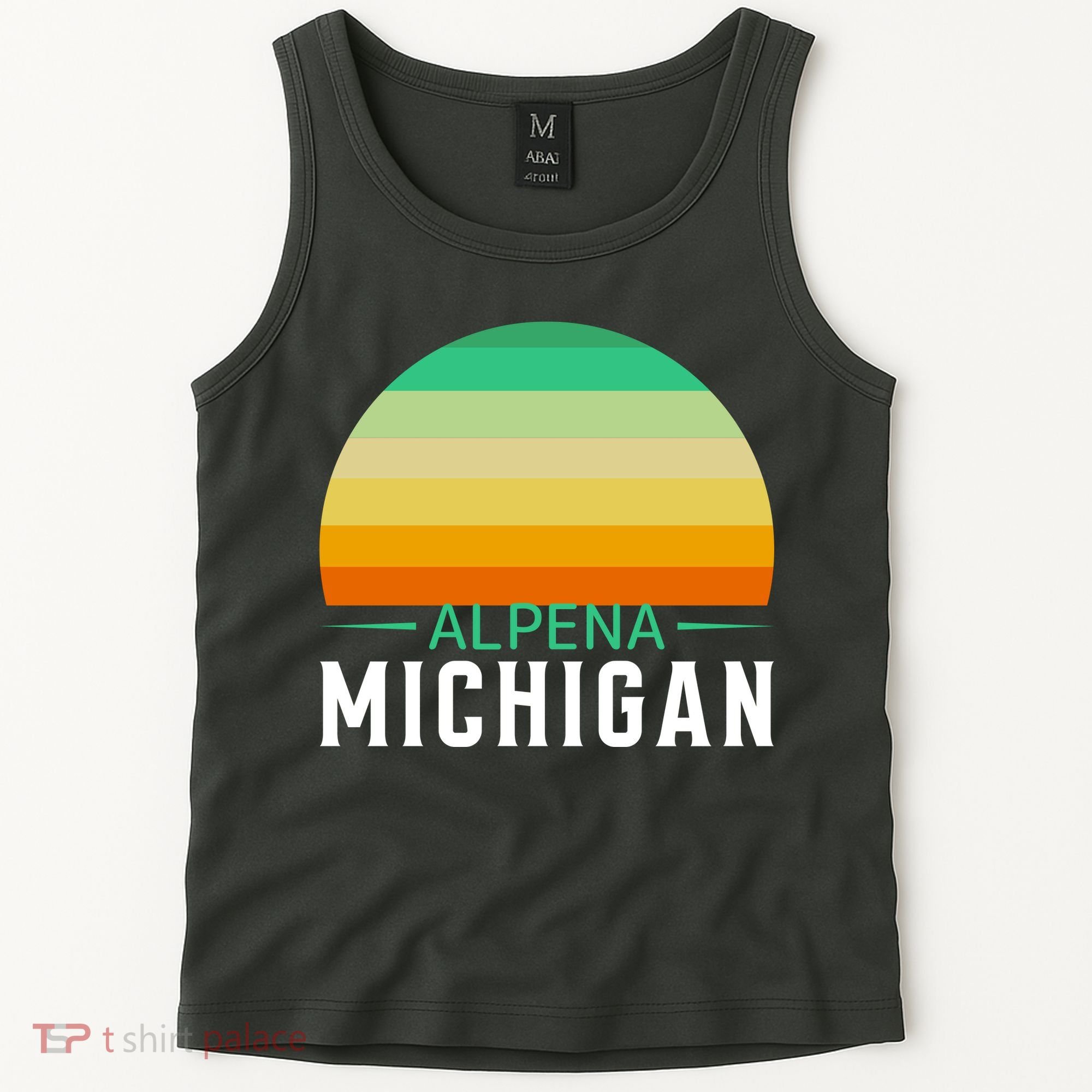 Alpena Michigan Retro Sunset Tank Top