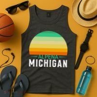 Alpena Michigan Retro Sunset Tank Top thumb 4