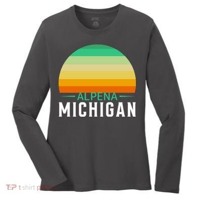 Alpena Michigan Retro Sunset Women's Long Sleeve Shirt