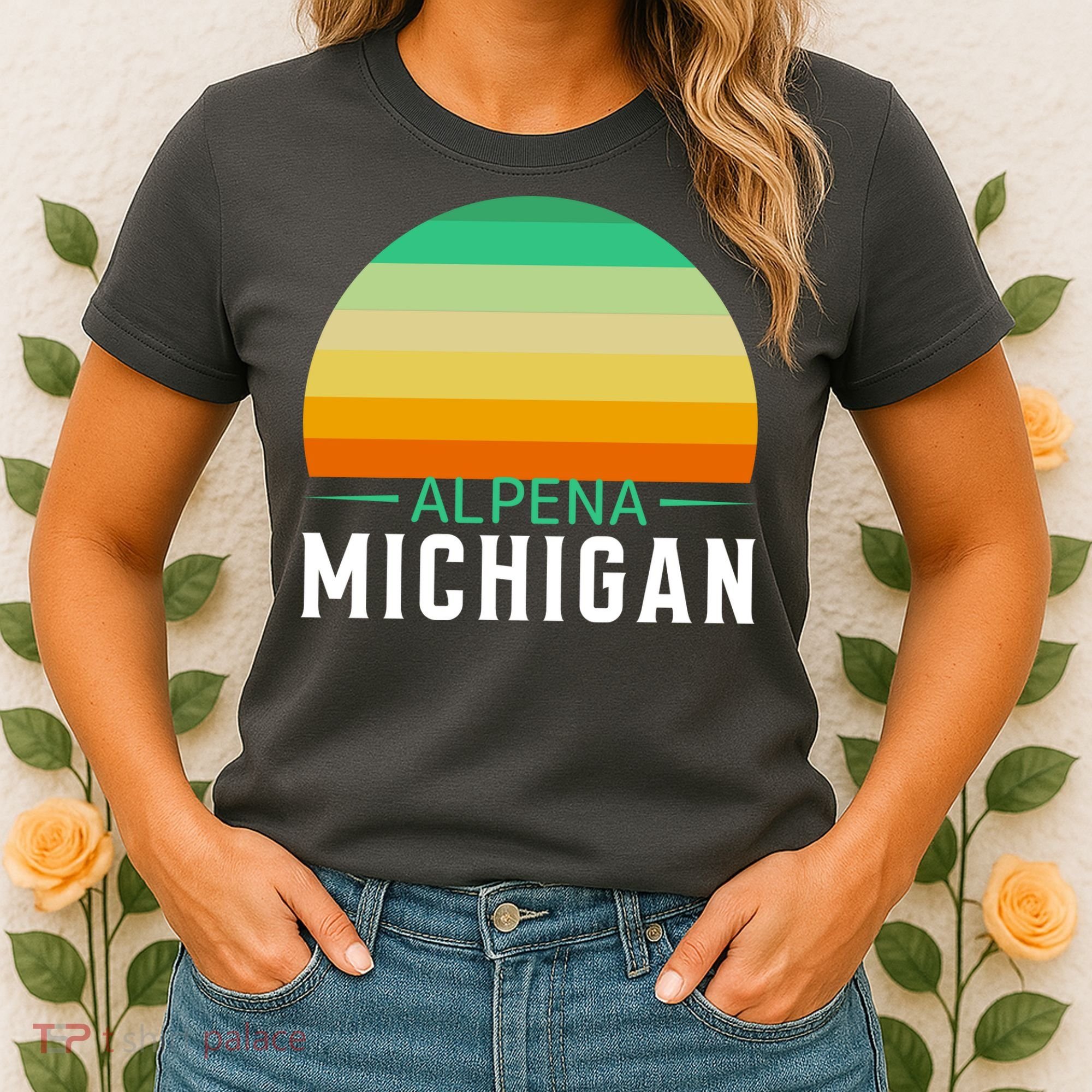 Alpena Michigan Retro Sunset Women's T-Shirt