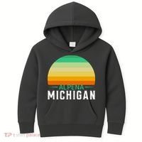 Alpena Michigan Retro Sunset Kids Hoodie thumb 0