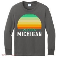 Alpena Michigan Retro Sunset Kids Long Sleeve Shirt thumb 0