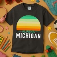 Alpena Michigan Retro Sunset Kids T-Shirt thumb 3