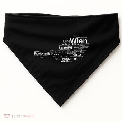 Austria Map Silhouette Cities Towns Travel Vacation Vienna USA-Made Doggie Bandana