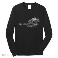 Austria Map Silhouette Cities Towns Travel Vacation Vienna Long Sleeve Shirt thumb 0